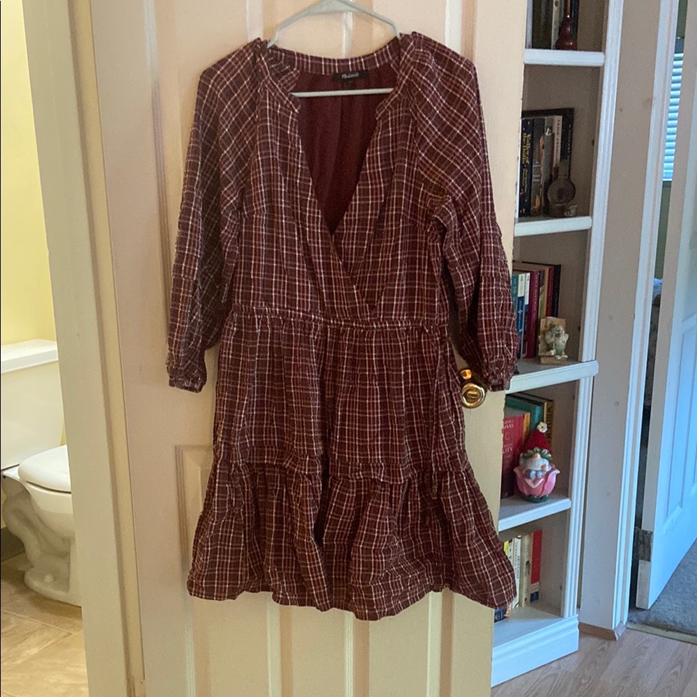 Madewell Burgundy Plaid Dress